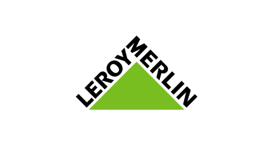 Logo Leroy Merlin z zielonym trójkątem i czarnym napisem